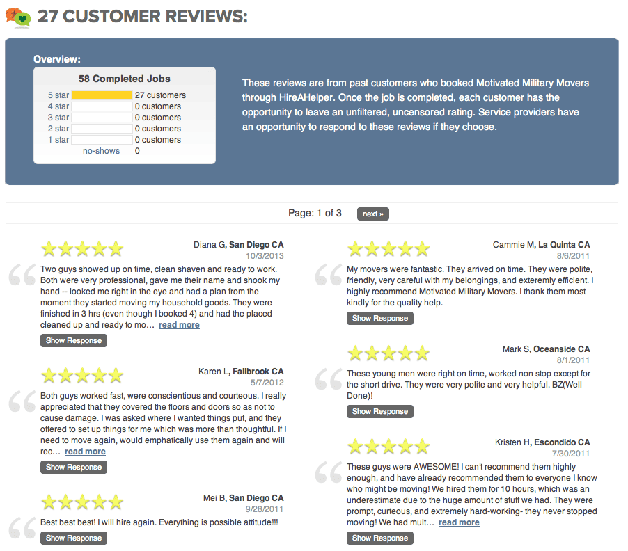 Screenshot of Motivated Military Movers Reviews