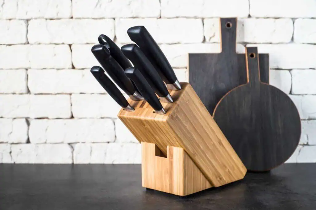 A knife block sitting on a countertop