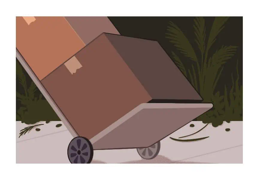 an illustration of boxes being moved with a dolly
