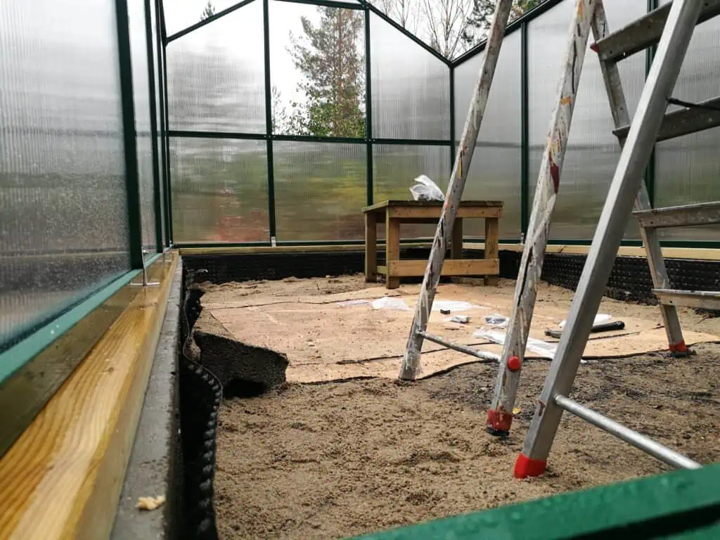 a greenhouse being built