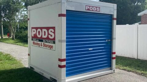 An image of a PODS container in a driveway