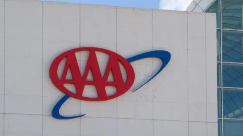 The AAA logo set on the side of a AAA-affiliated building