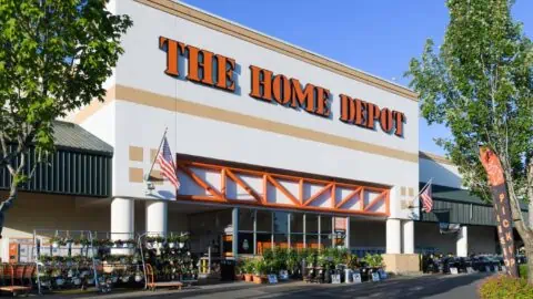 A view of the Home Depot sign above one of its stores
