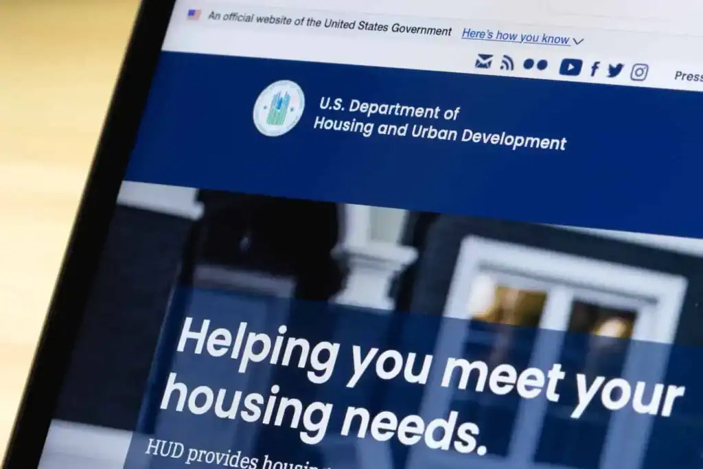 U.S. Department of Housing and Urban Development website on screen.