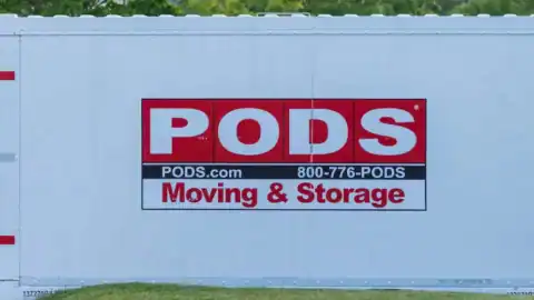 PODS moving and storage container placed in front of a home