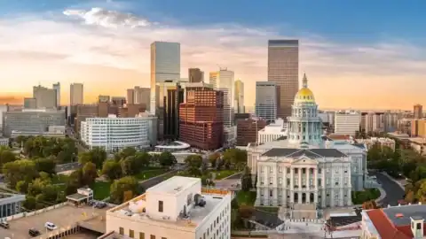 Downtown Denver skyline with Colorado State Capitol building