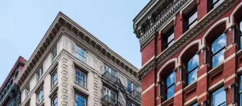 Historic apartment buildings with detailed architecture