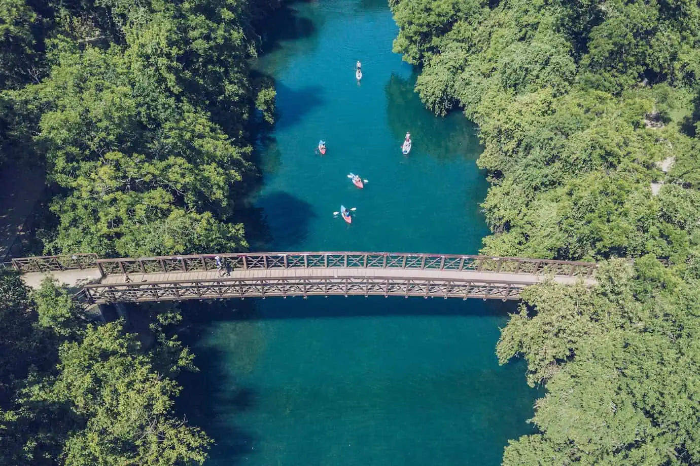 People Kayaking at Barton Springs in Austin Texas