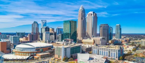 An aerial of Downtown Charlotte, North Carolina, USA
